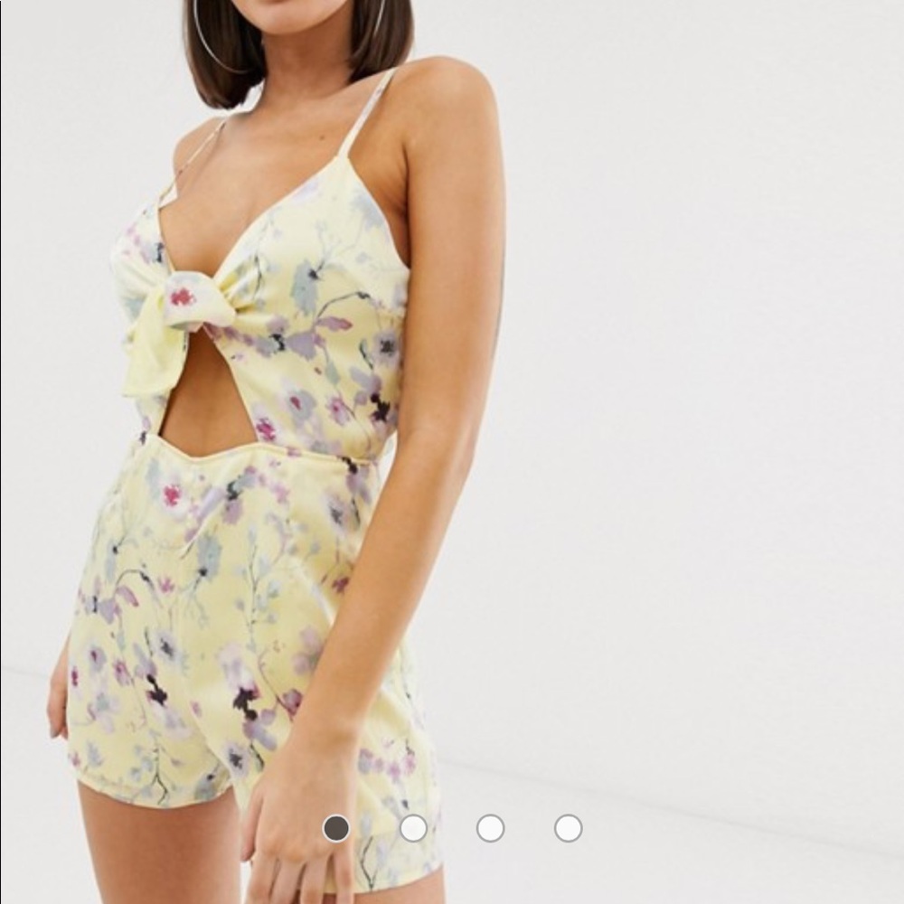 Floral satin romper